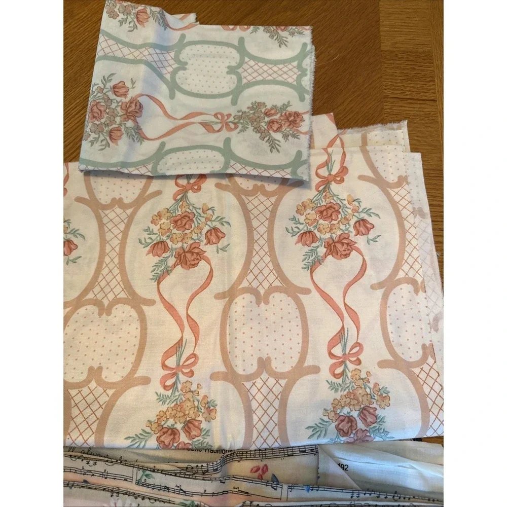 Vintage Fabric Lot French Country Cottagecore Floral Shabby Chic 80s 90s Pastels